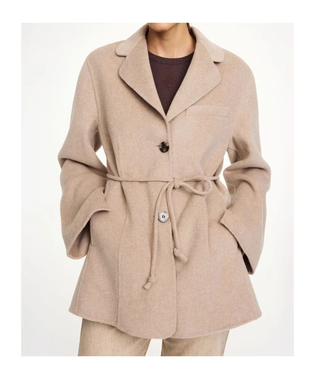 Tie-Waist Single-Breasted Blazer
