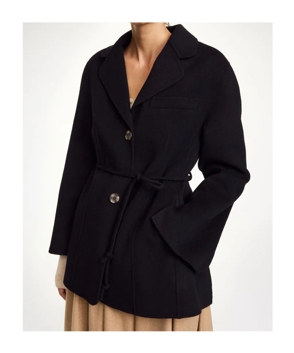 Tie-Waist Buttoned Blazer