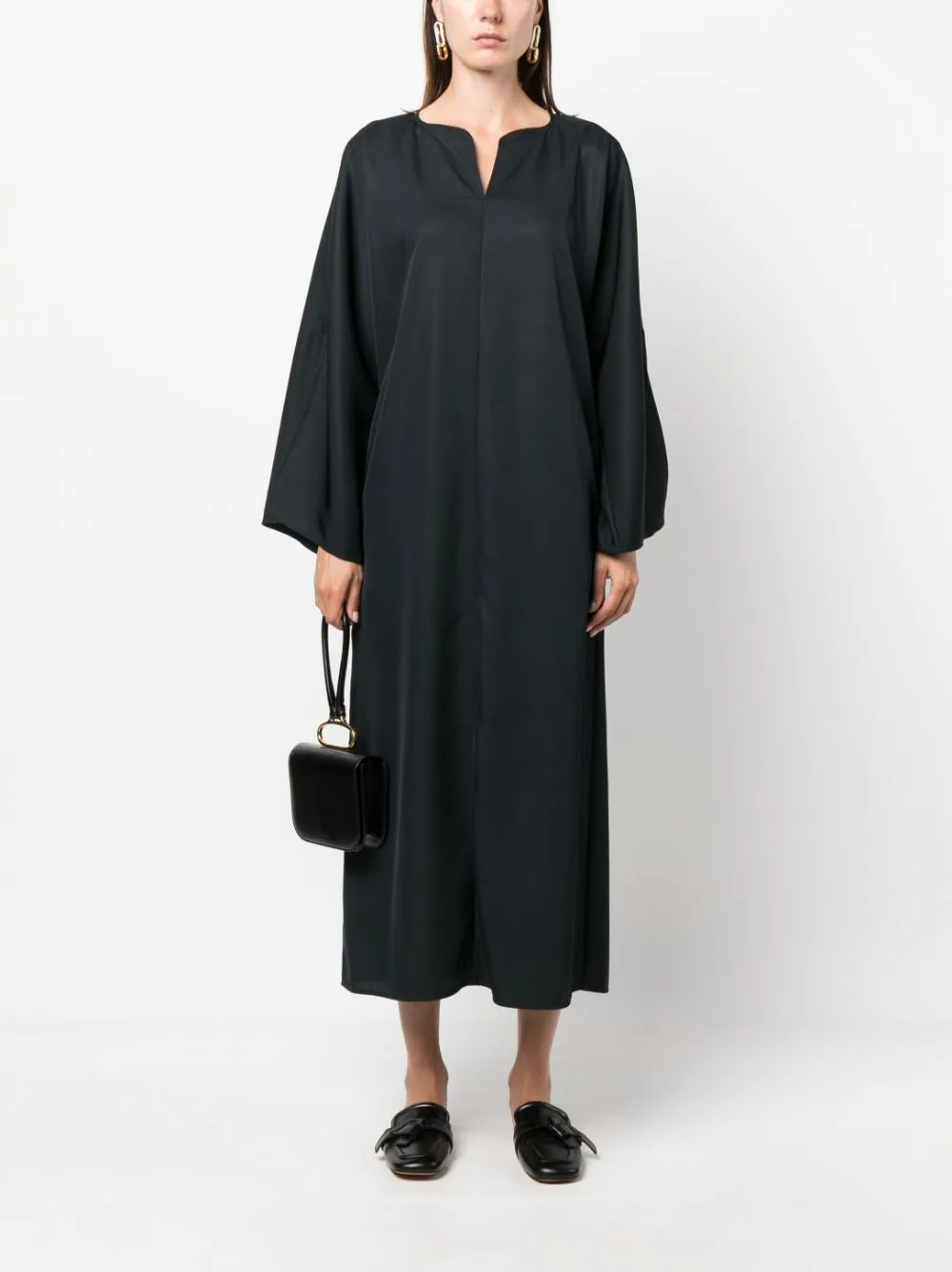 Split-Neck Kaftan Midi Dress