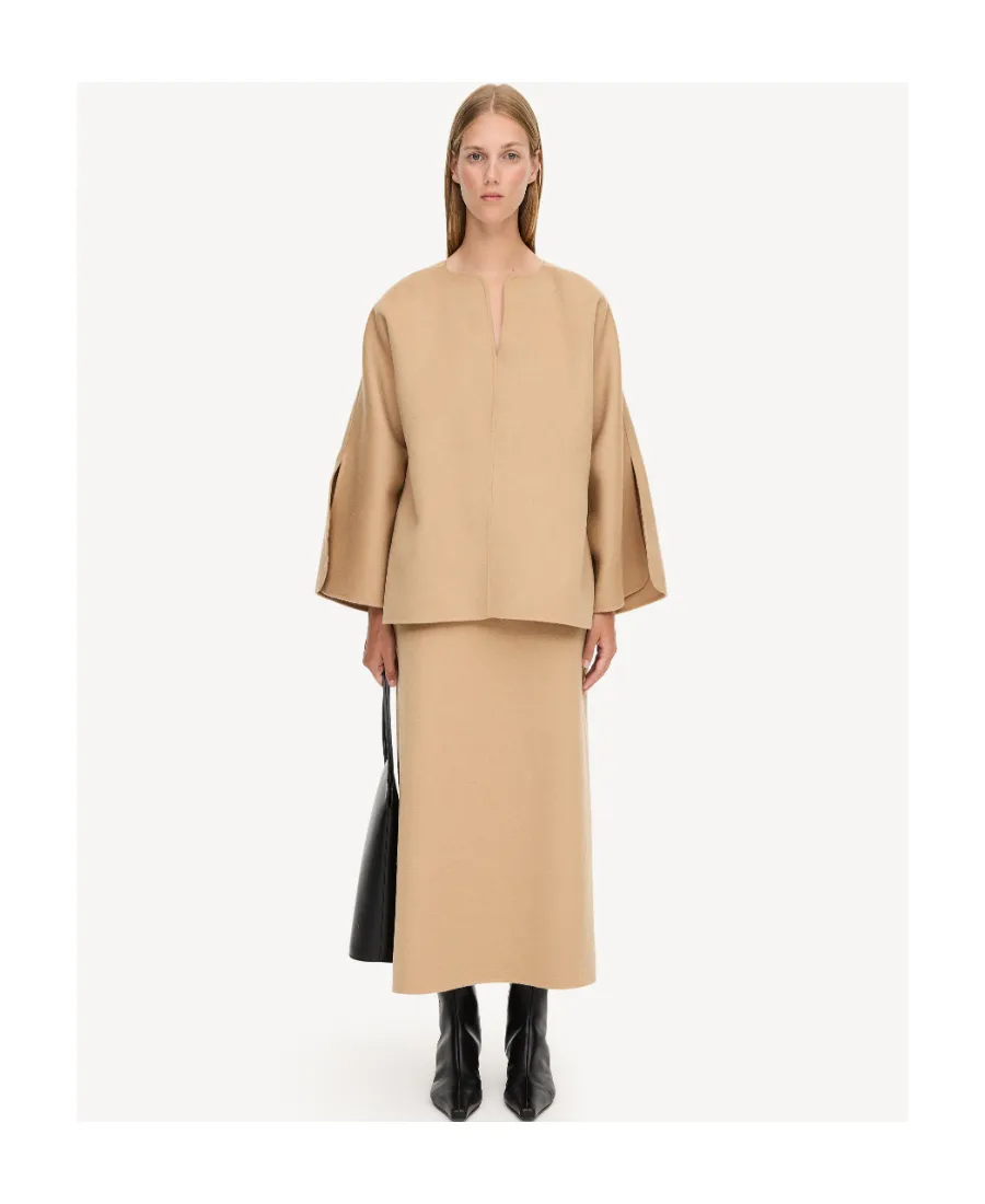 Wide-Sleeved Wool Blouse
