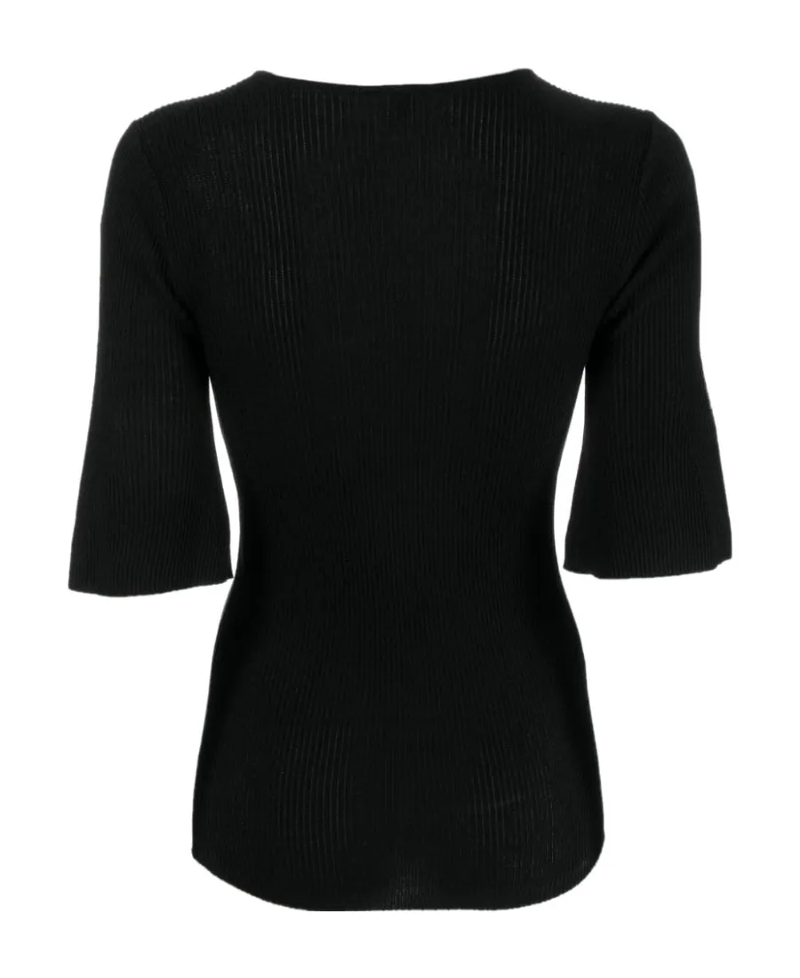 Scoop-Neck Ribbed-Knit T-Shirt