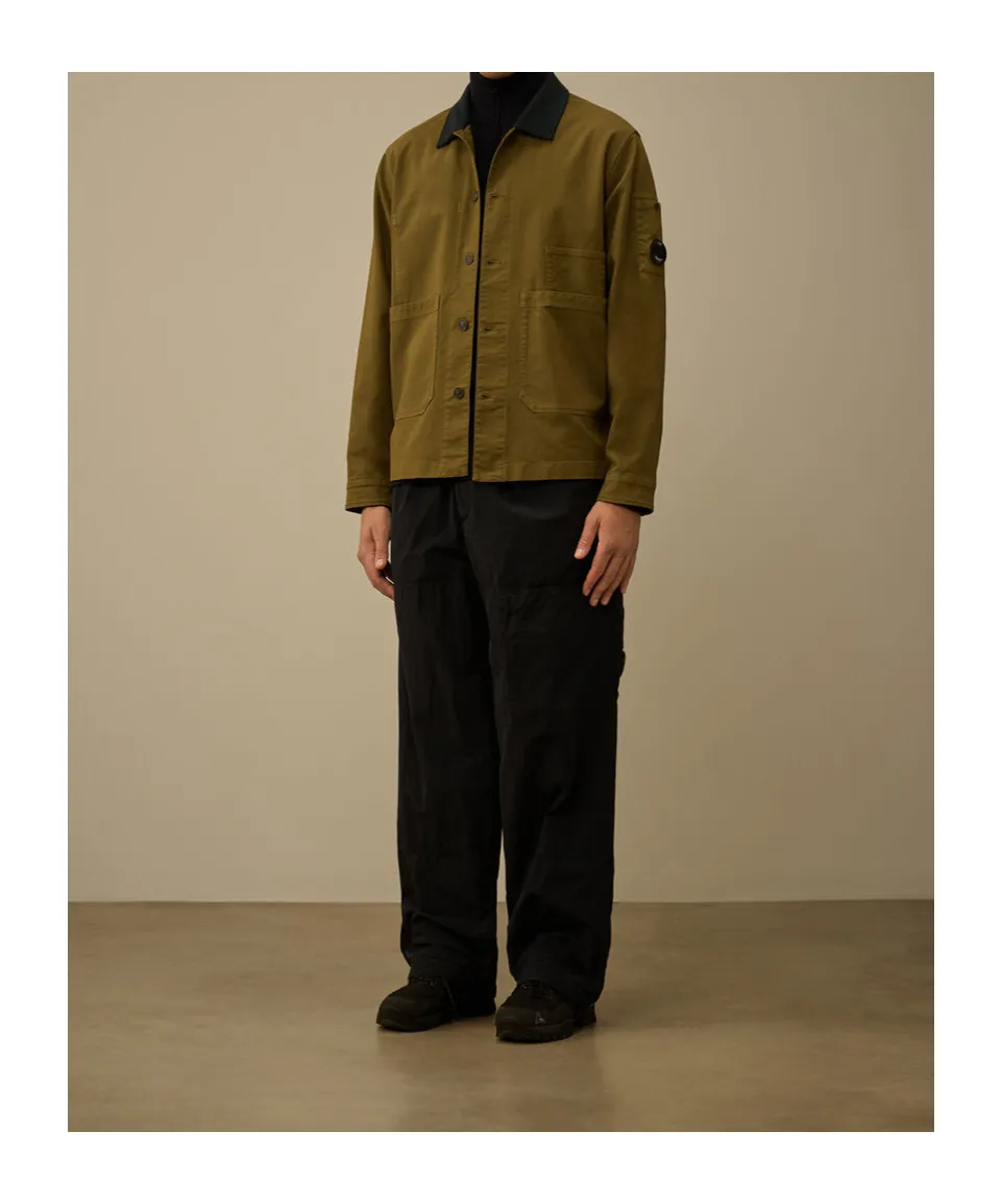 Double Satin Lens Utility Button Overshirt