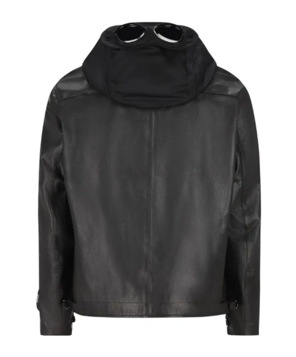 Goggle-Detail Leather Jacket