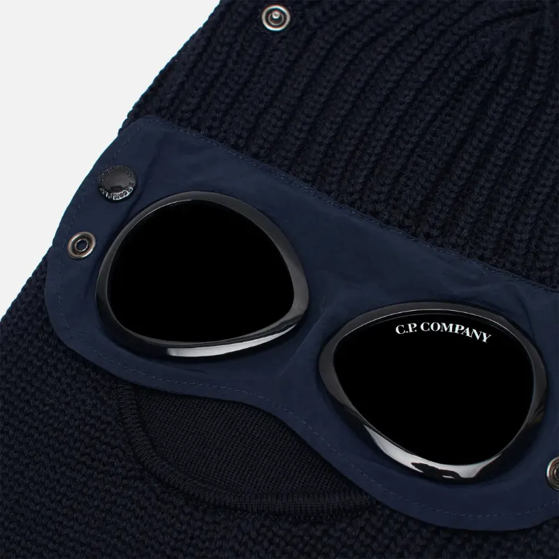 Goggle-Detail Ribbed Knit Balaclava