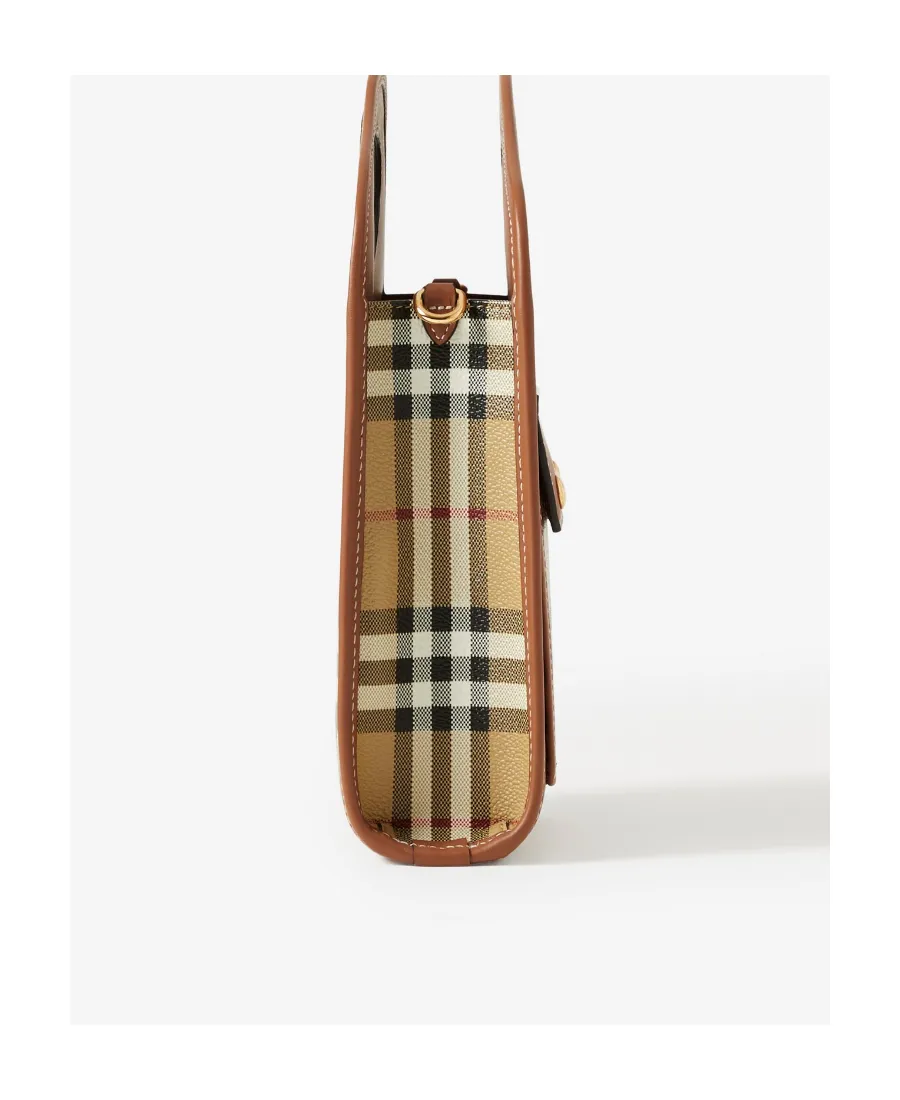 Hollow-Handle Checkered Mini Tote Bag
