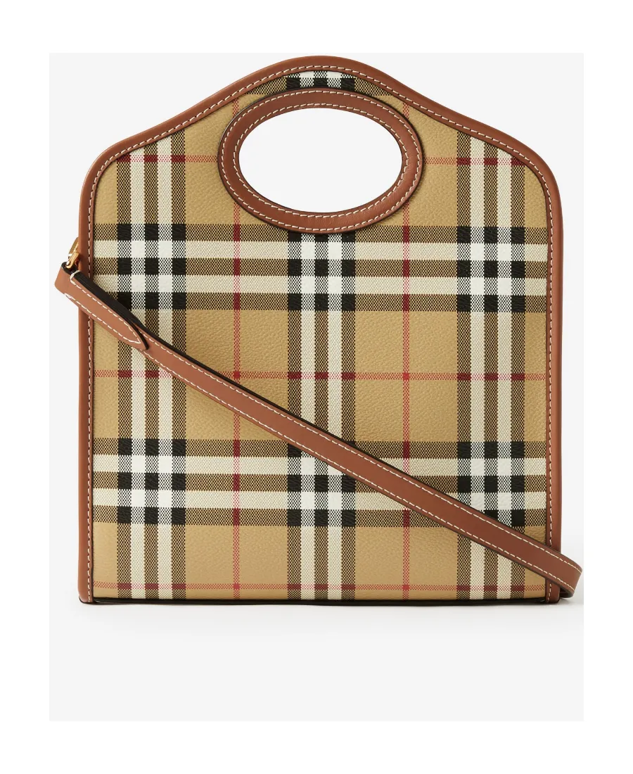 Hollow-Handle Checkered Mini Tote Bag