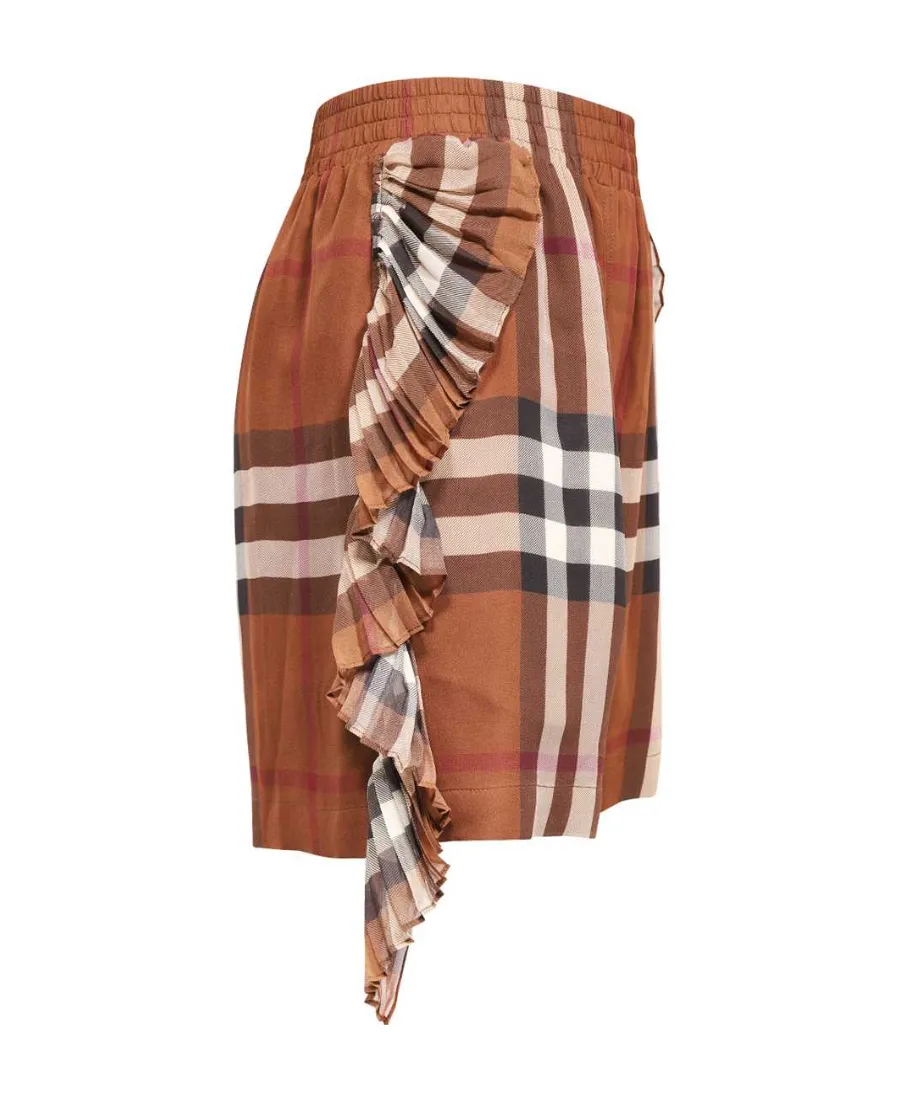 Checked Fringed-Detail Shorts