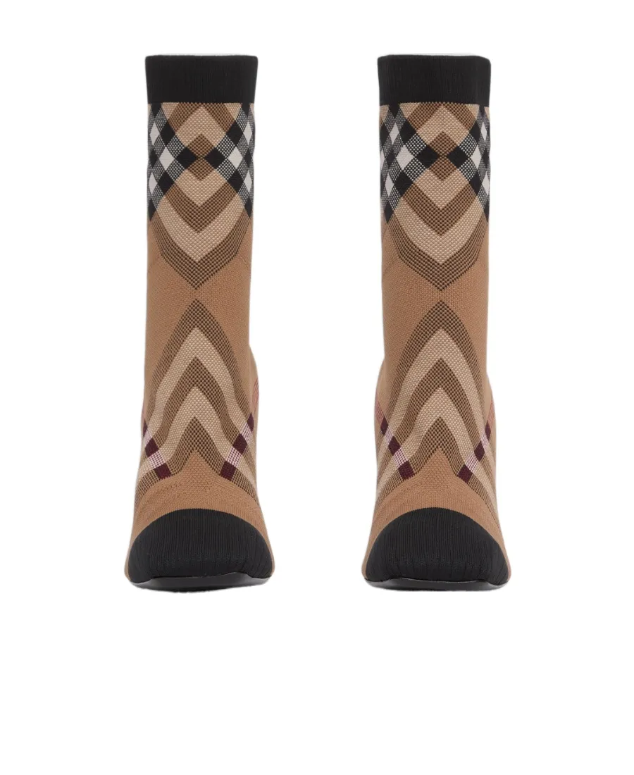 Knitted Check Sock Boots