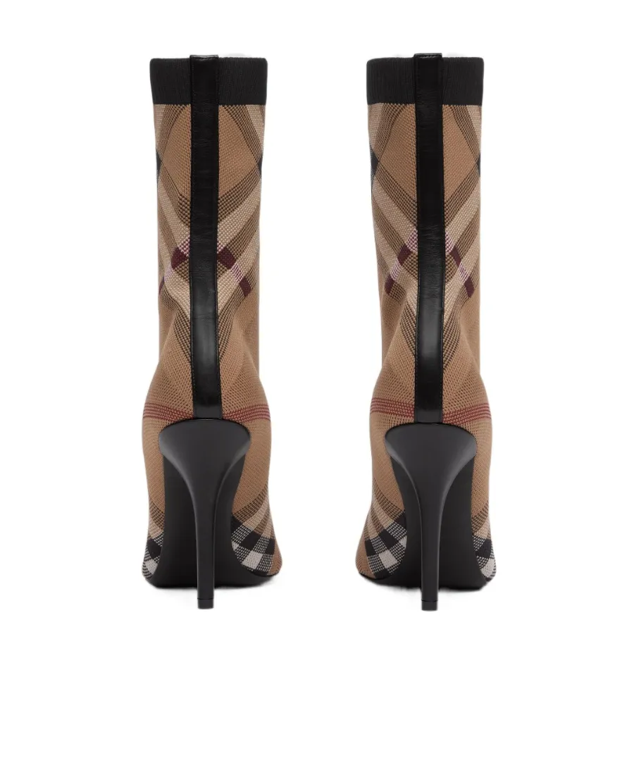 Knitted Check Sock Boots