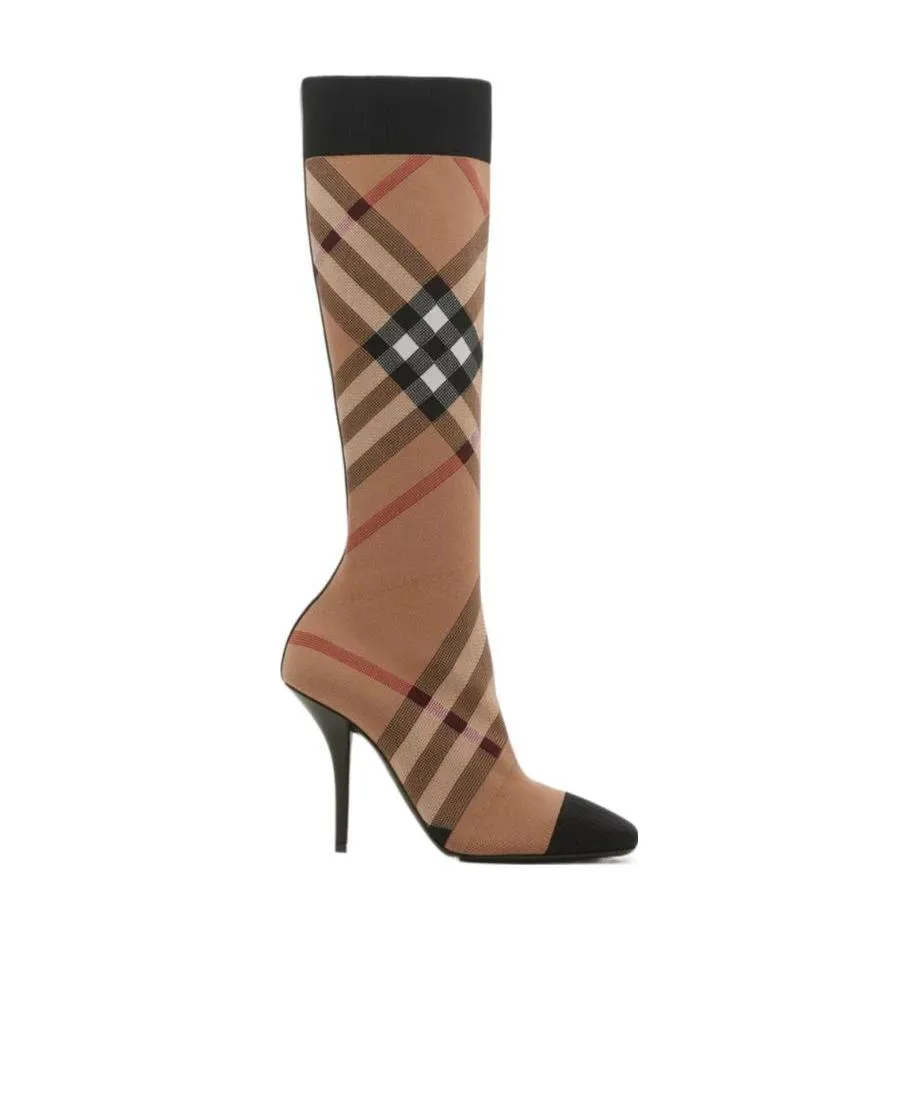 Knitted Check Sock Boots