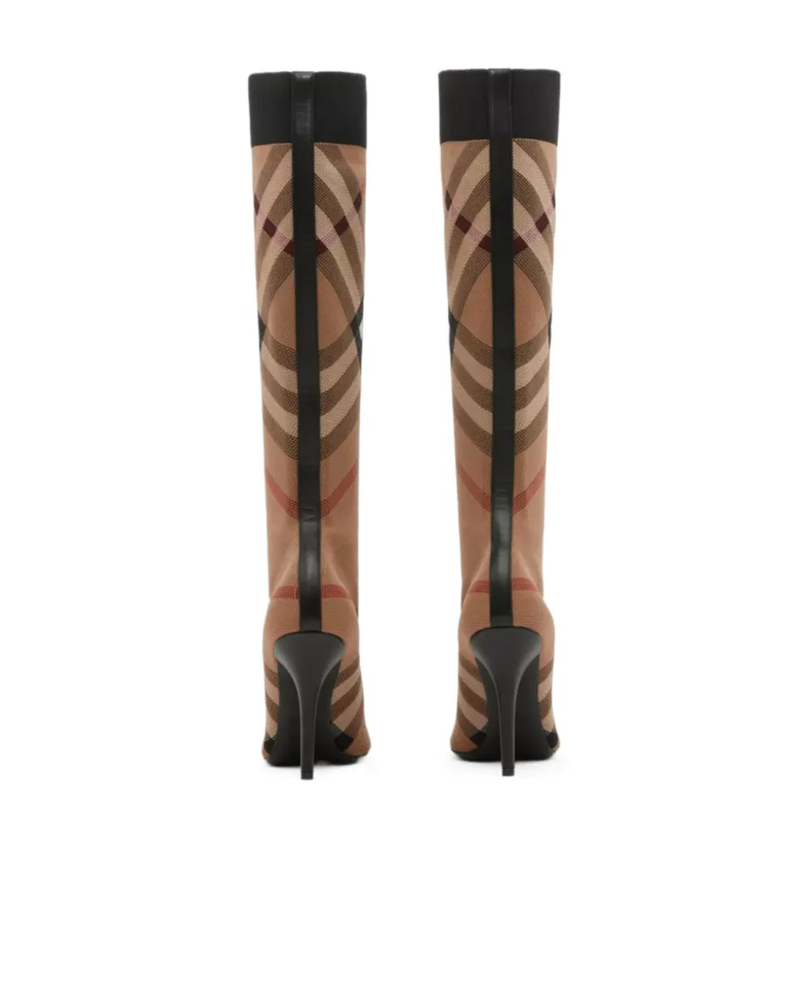 Knitted Check Sock Boots