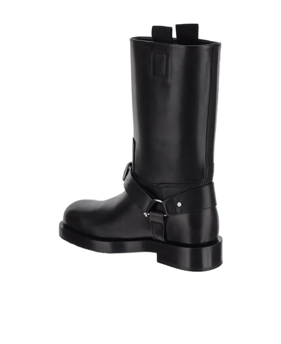 Round-Toe Buckle-Detailed Boots