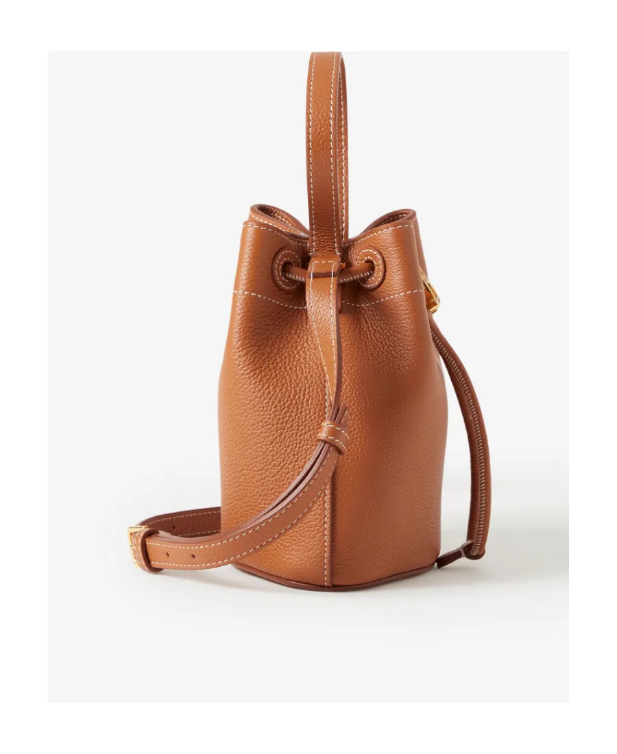Tb Monogram Plaque Drawstring Bucket Bag