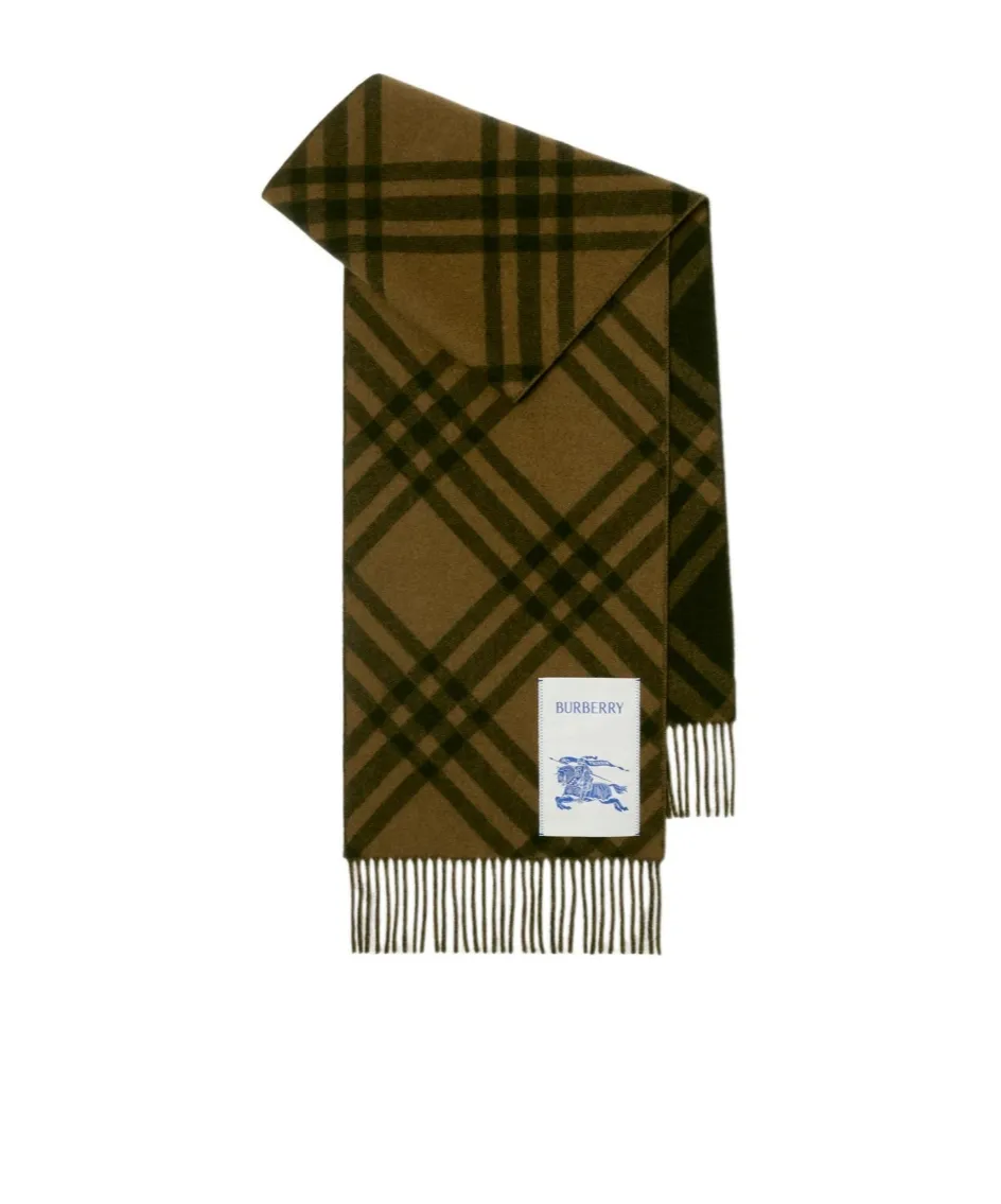 Checked Fringed-Edge Scarf