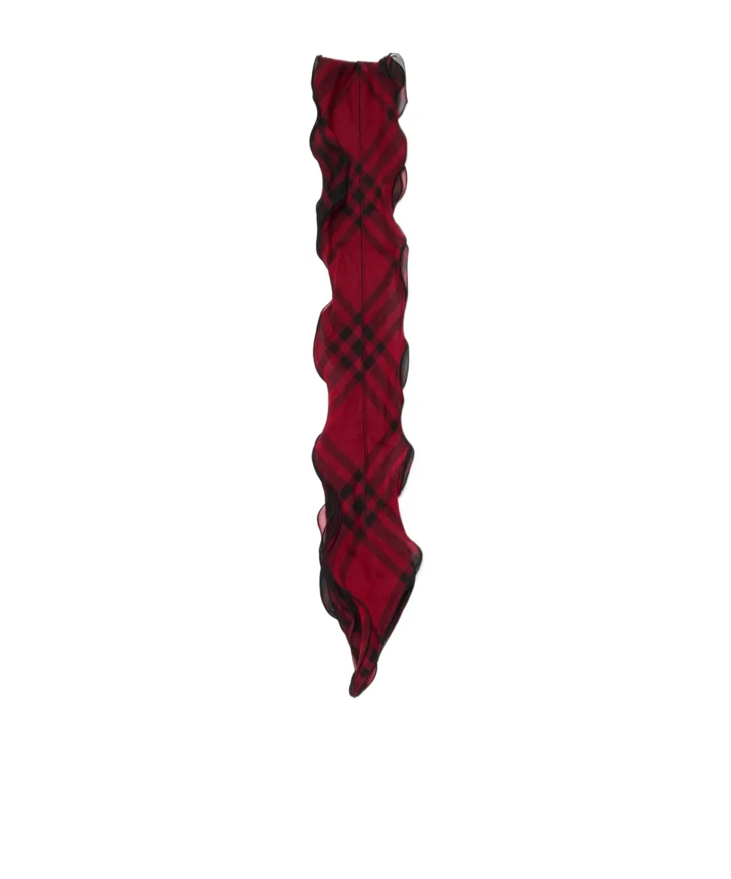 Checked Ruffled-Detail Scarf