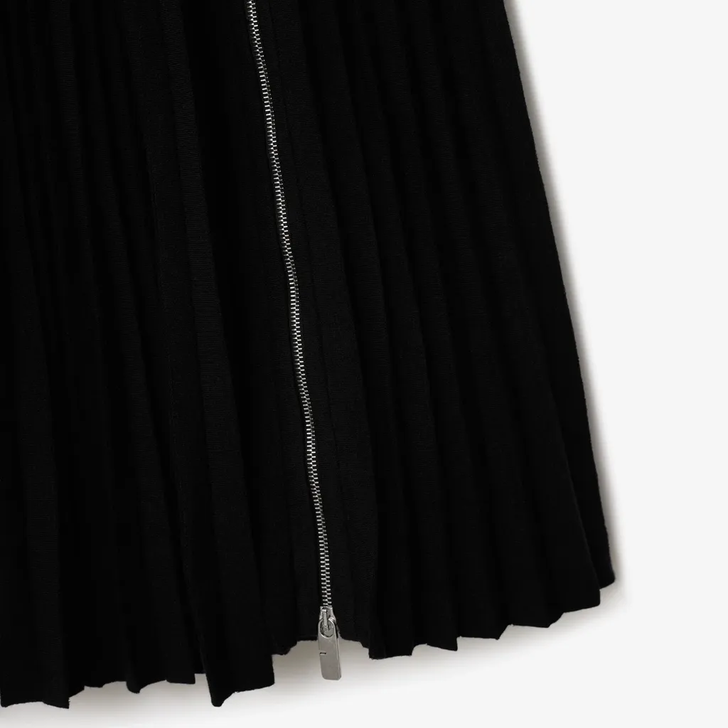 Long Sleeved Zip-Detailed Turtleneck Dress