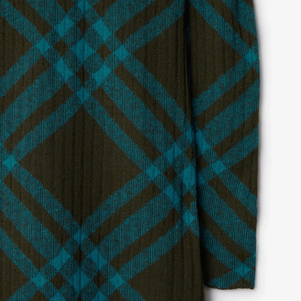 Checkered Mock-Neck Shift Dress