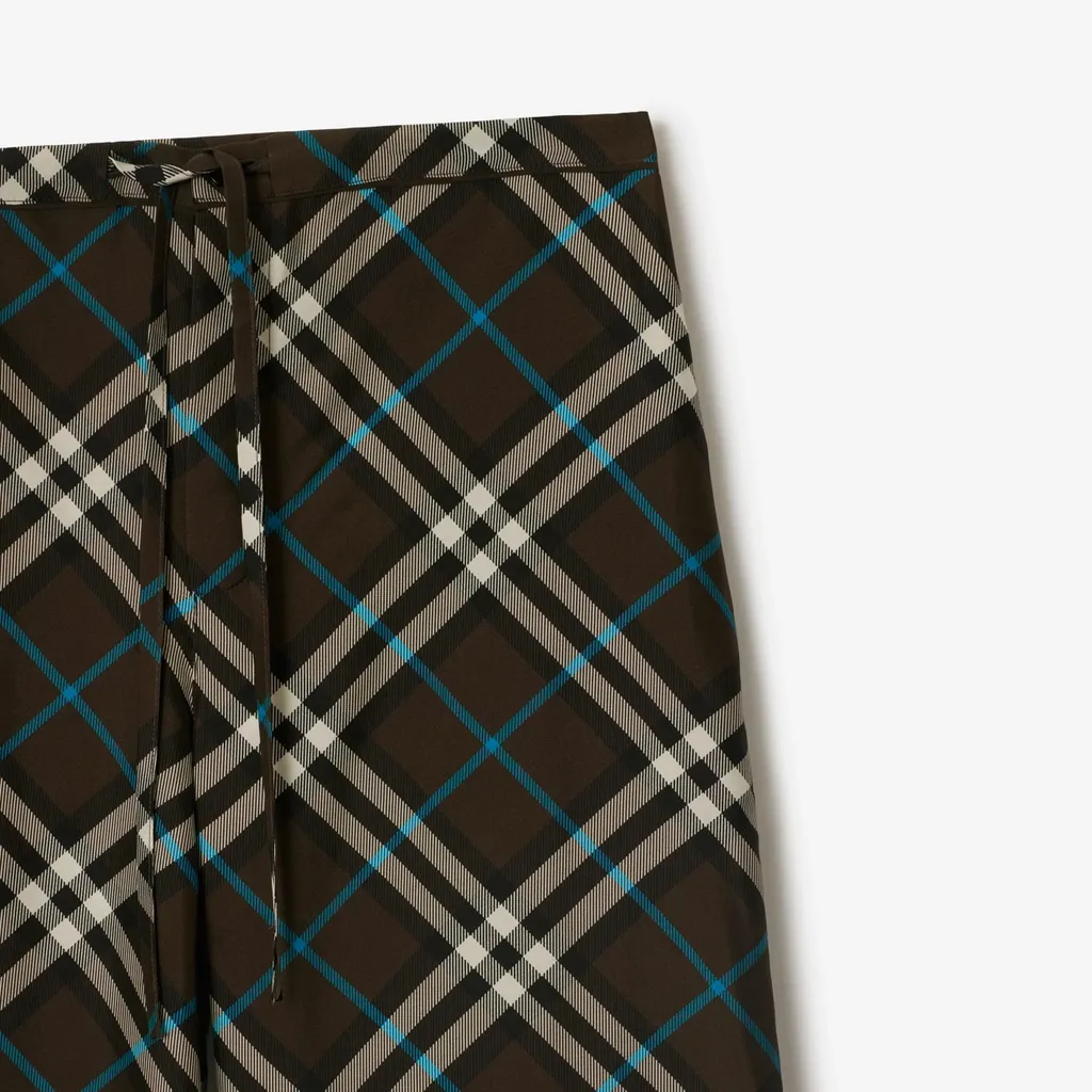 Straight-Leg Checked Drawstring Trousers