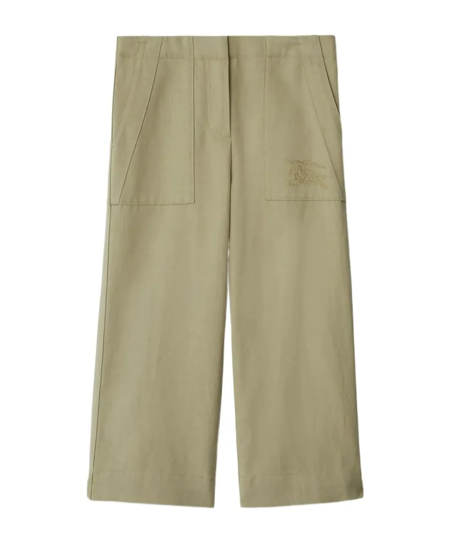 Equestrian Knight-Embroidered Straight-Leg Trousers