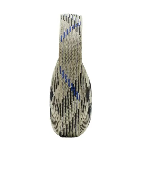 Checked Zipped Mini Knitted Shoulder Bag