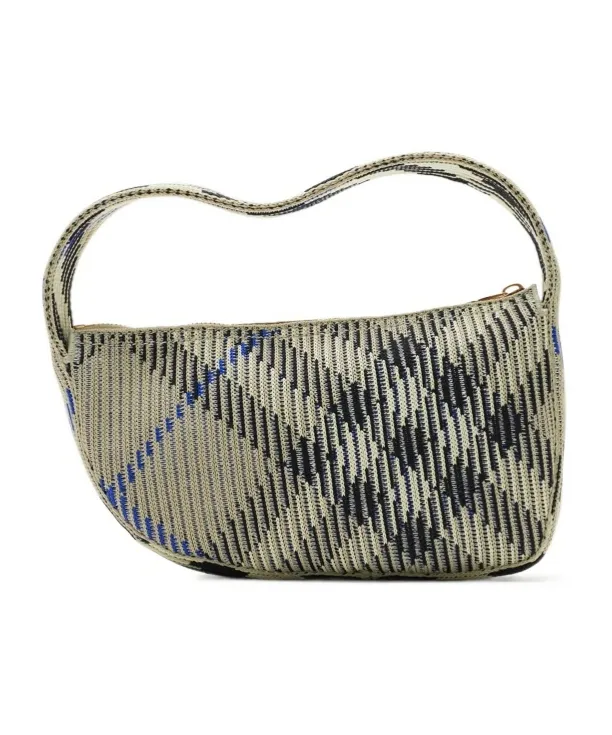 Checked Zipped Mini Knitted Shoulder Bag