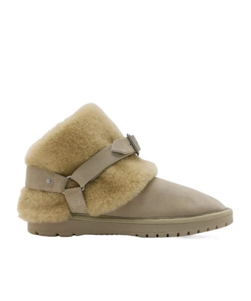 Buckle-Detail Shearling Ankle Boots