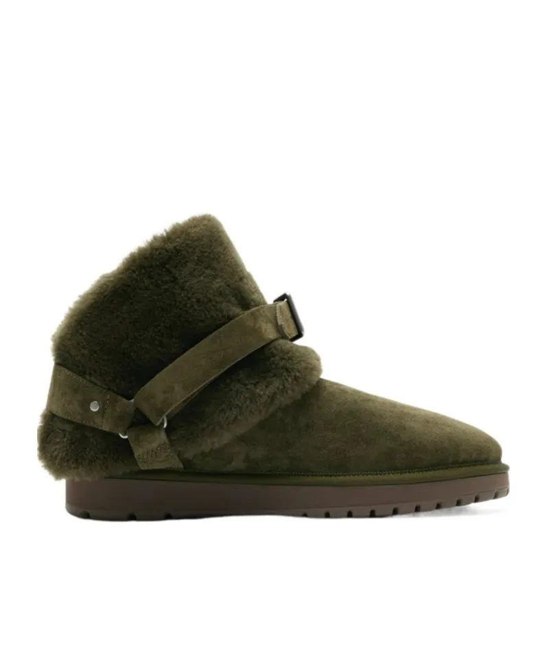 Chubby Buckled Shearling Ankle Boots