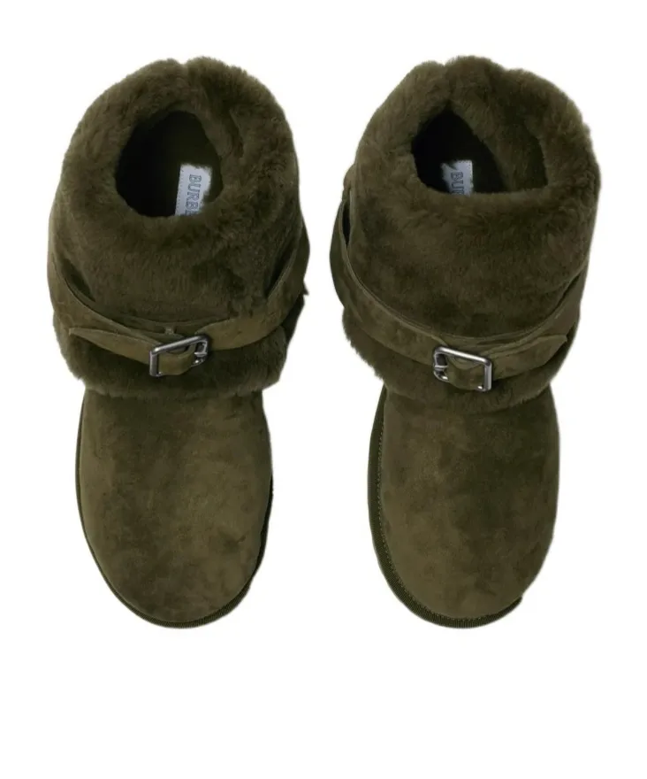 Chubby Buckled Shearling Ankle Boots