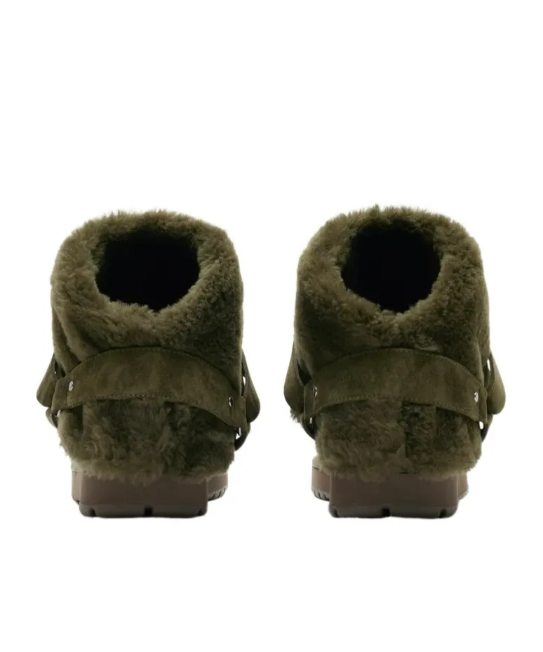 Chubby Buckled Shearling Ankle Boots