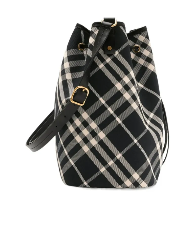 Medium Check Drawstring Bucket Bag
