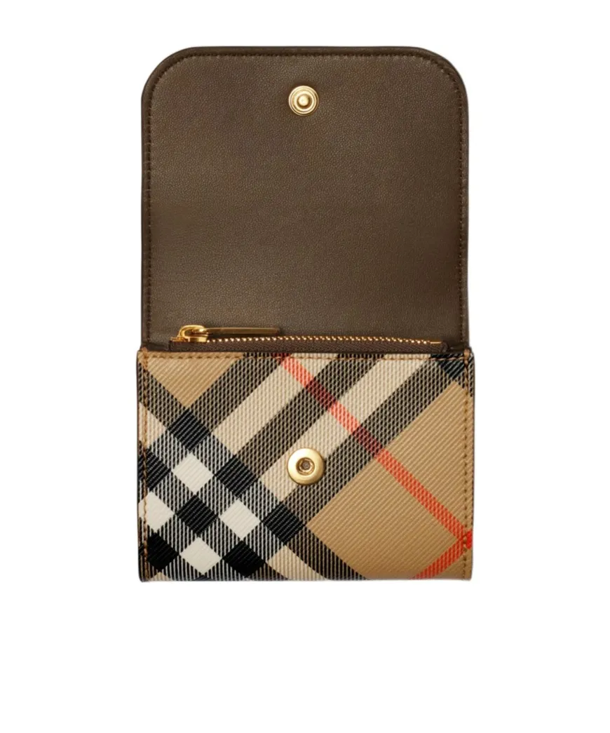 Vintage Checked Foldover Top Wallet