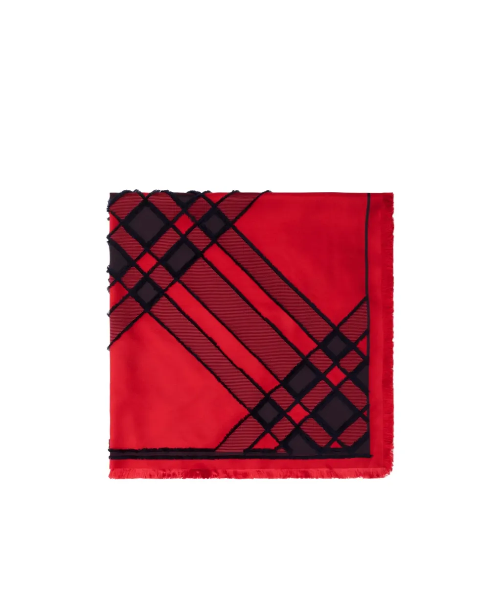 Check Silk Blend Scarf