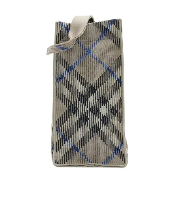 Medium Checked Knitted Top Handle Bag