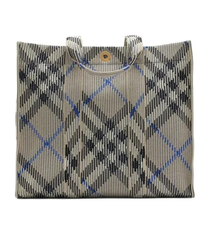 Medium Checked Knitted Top Handle Bag