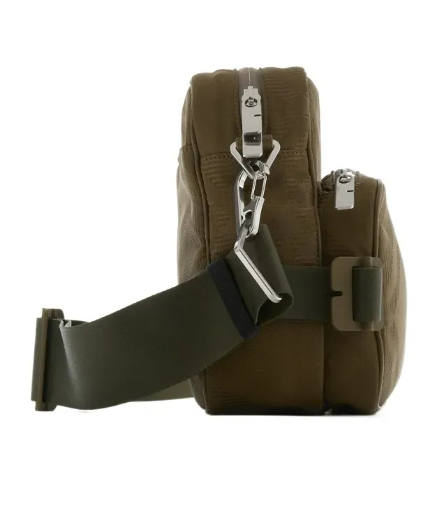 Checked Jacquard Zipped Shoulder Bag