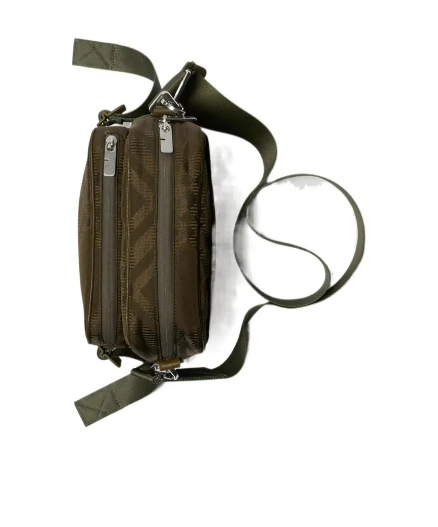 Checked Jacquard Zipped Shoulder Bag