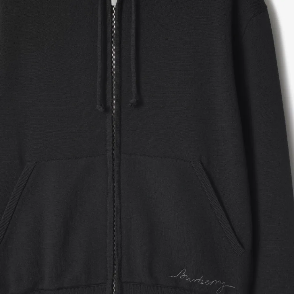 Logo Embroidered Zip-Up Drawstring Hoodie