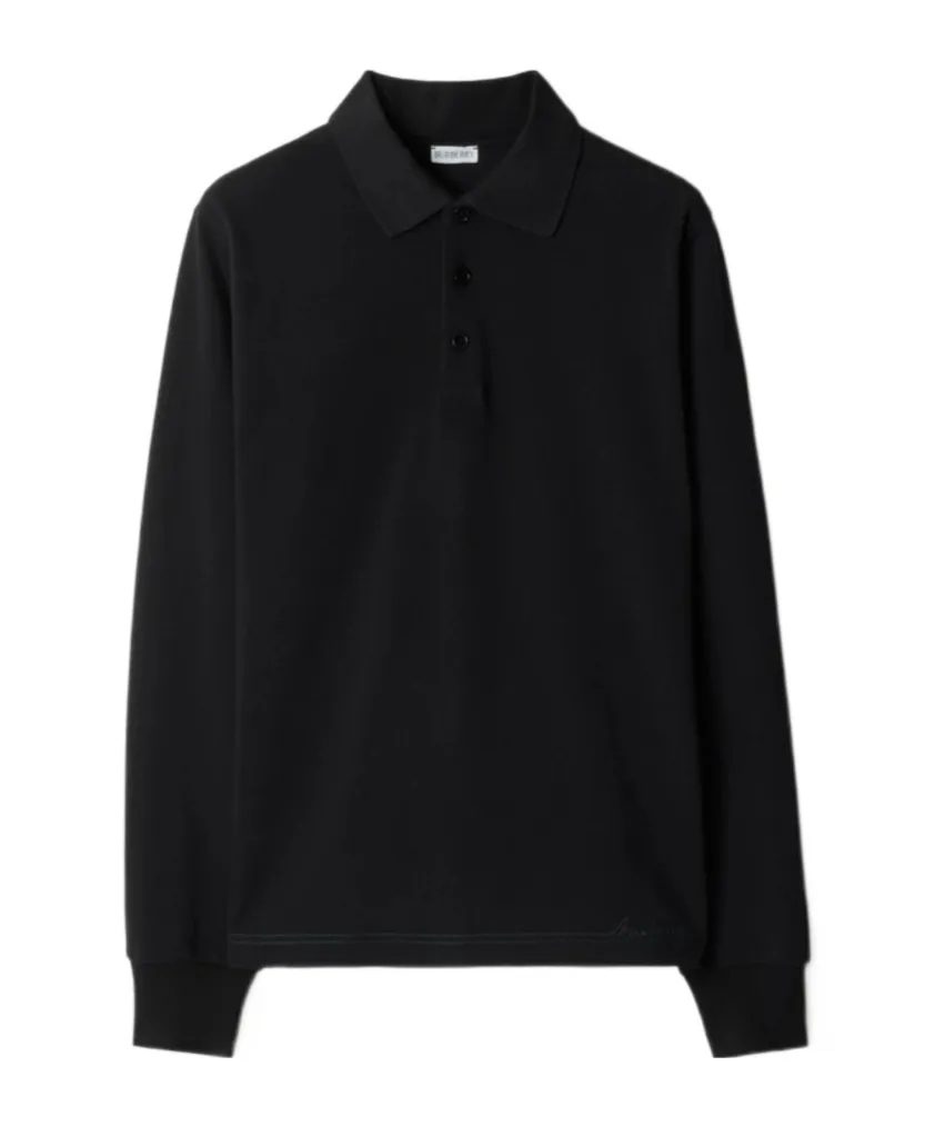 Long-Sleeve Cotton Polo Shirt