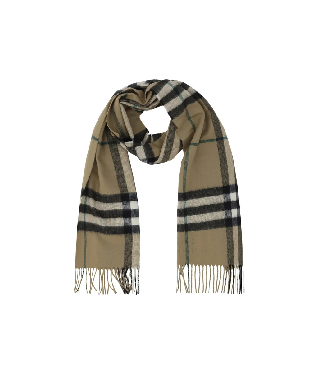 Checked Fringed-Edge Scarf