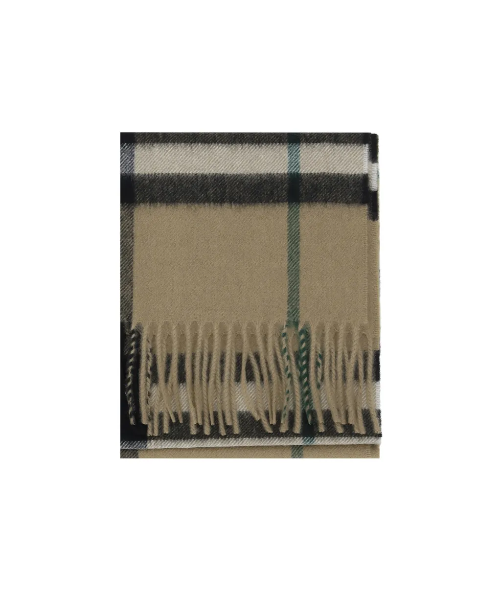 Checked Fringed-Edge Scarf