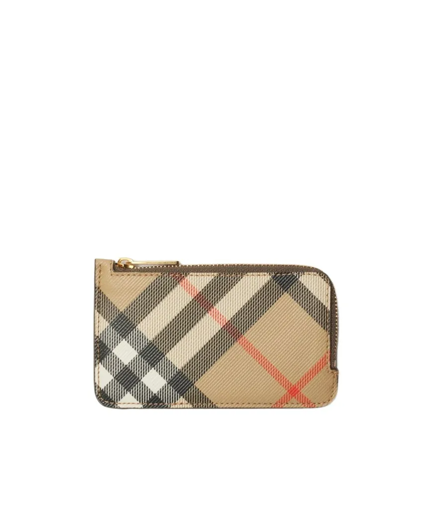 Checked Zipped Card Case