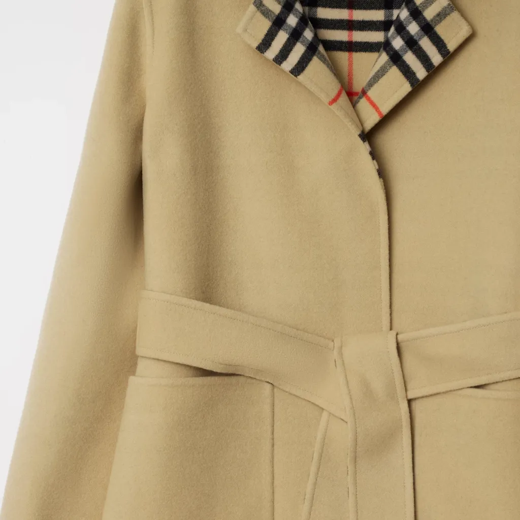 Vintage Check Hooded Belted Reversible Coat