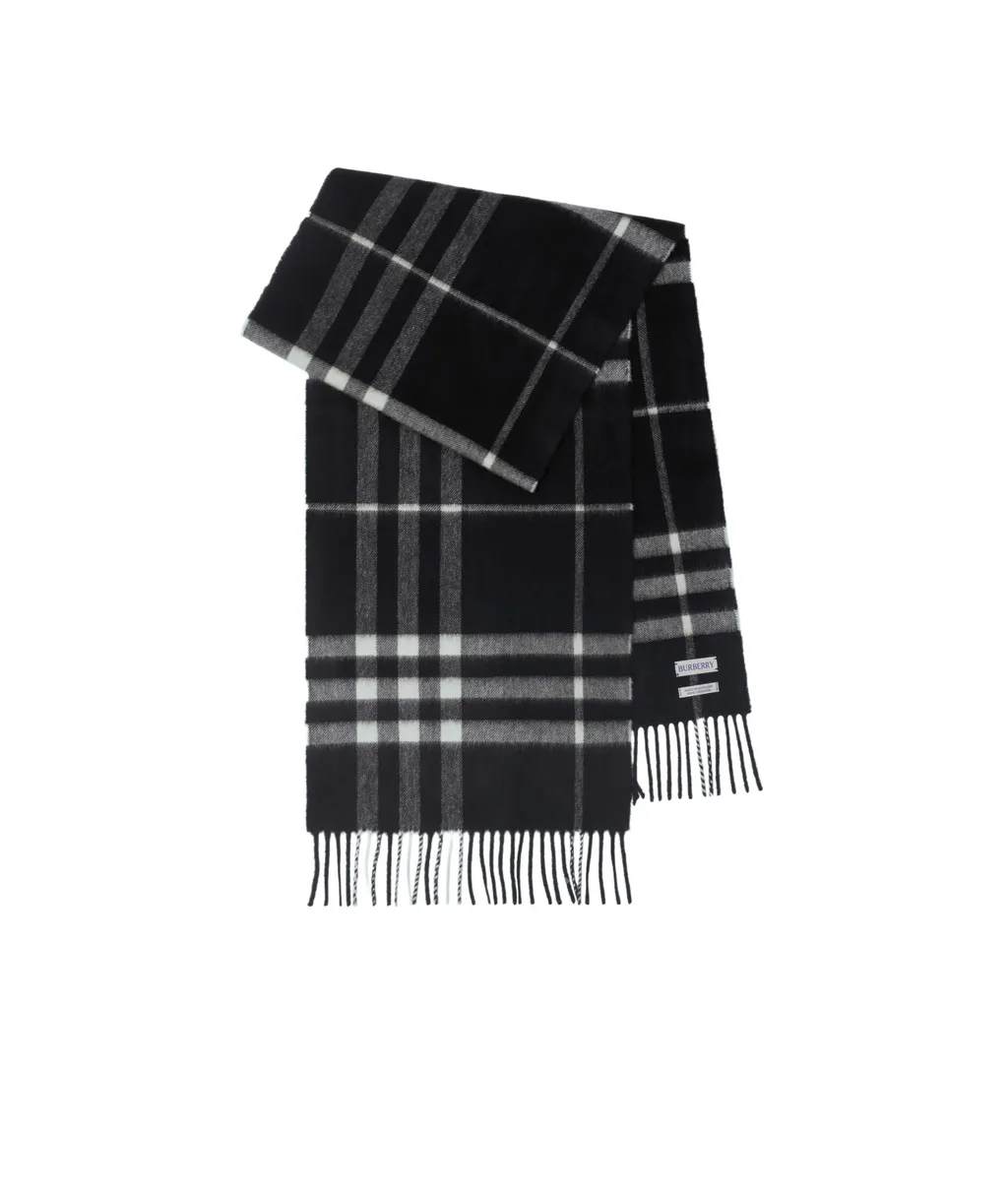 Checked Fringed-Edge Scarf