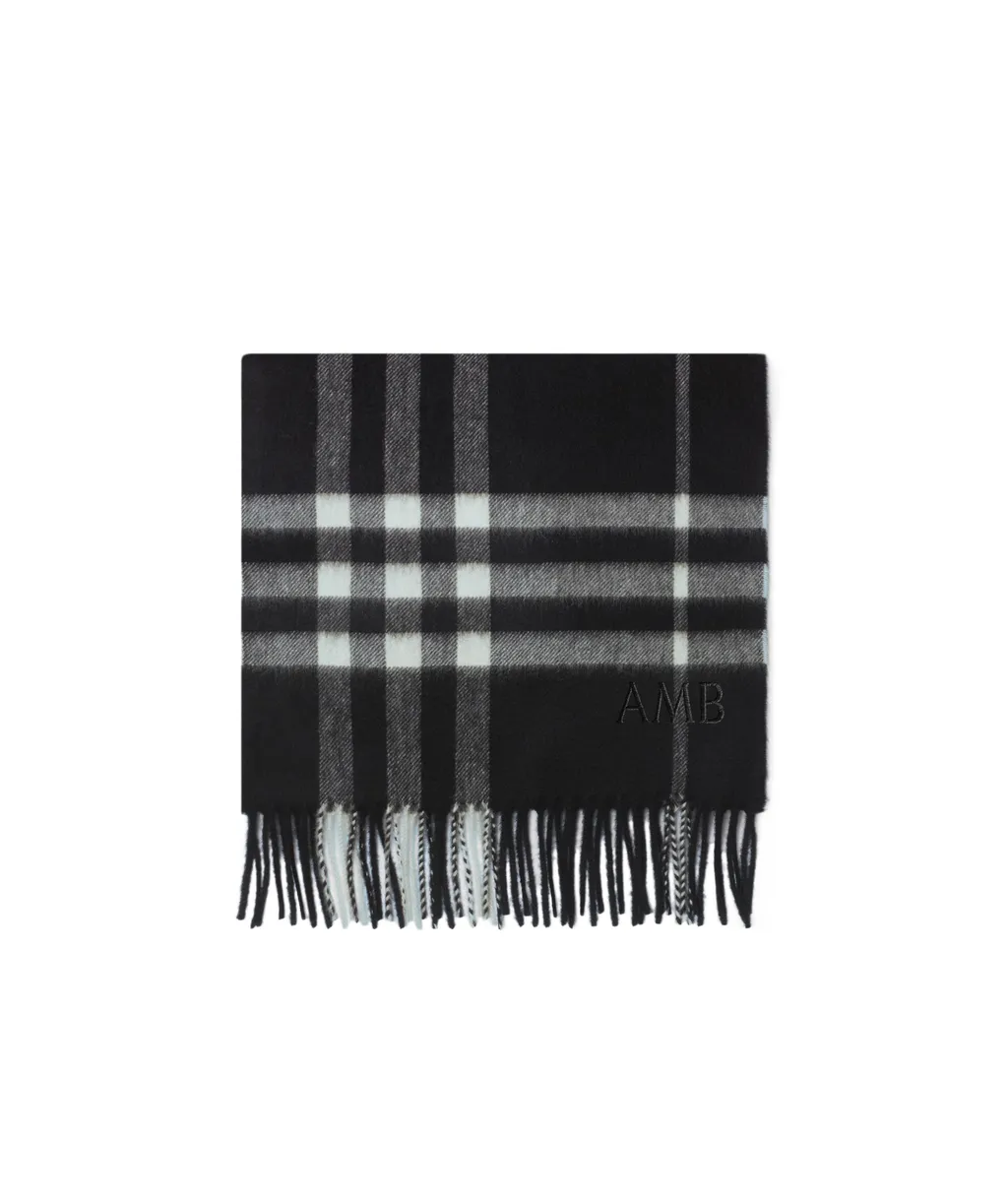 Checked Fringed-Edge Scarf