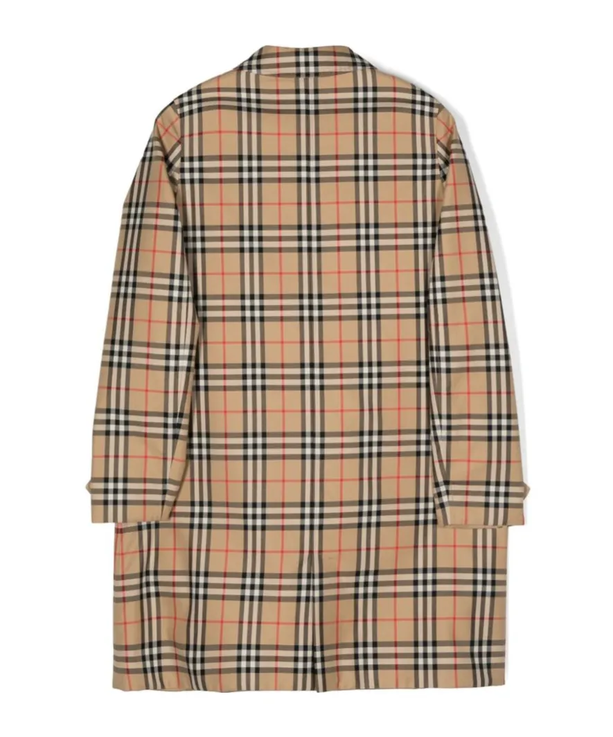 House-Check Reversible Long-Sleeved Coat