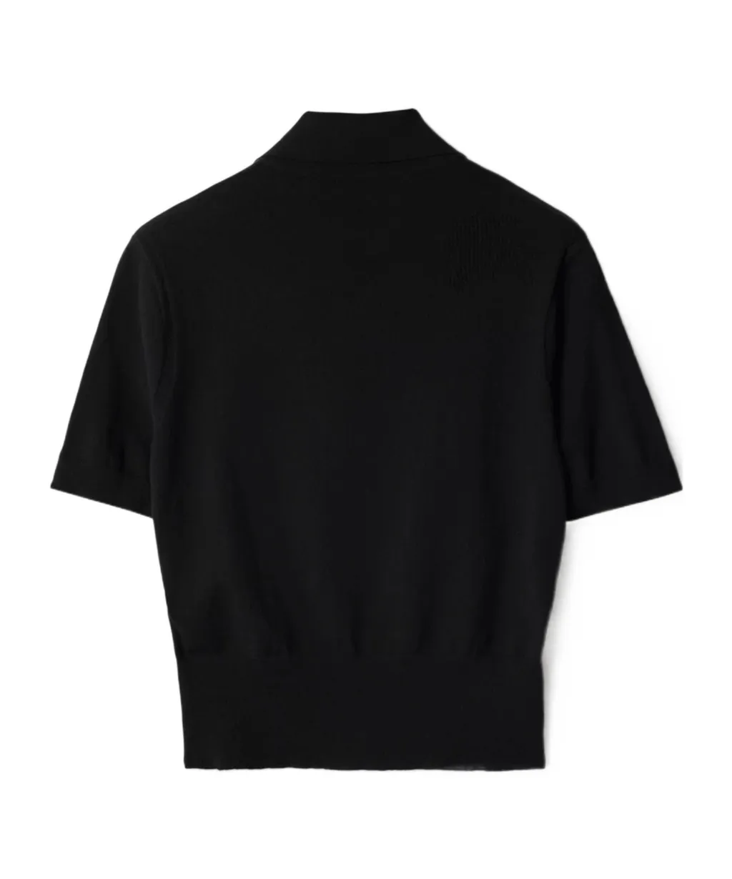 Ekd Detailed Short Sleeved Ribbed Polo Top