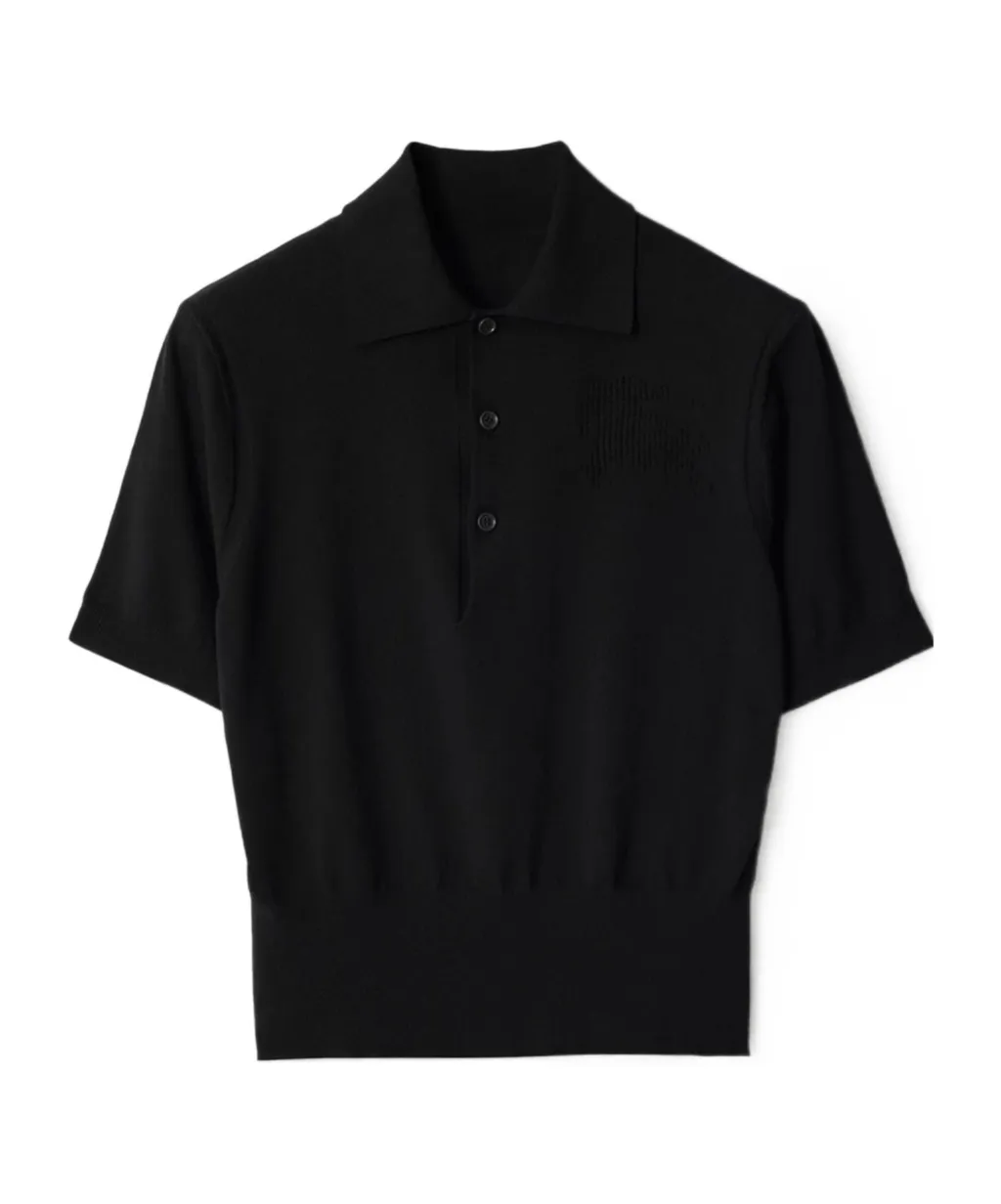 Ekd Detailed Short Sleeved Ribbed Polo Top