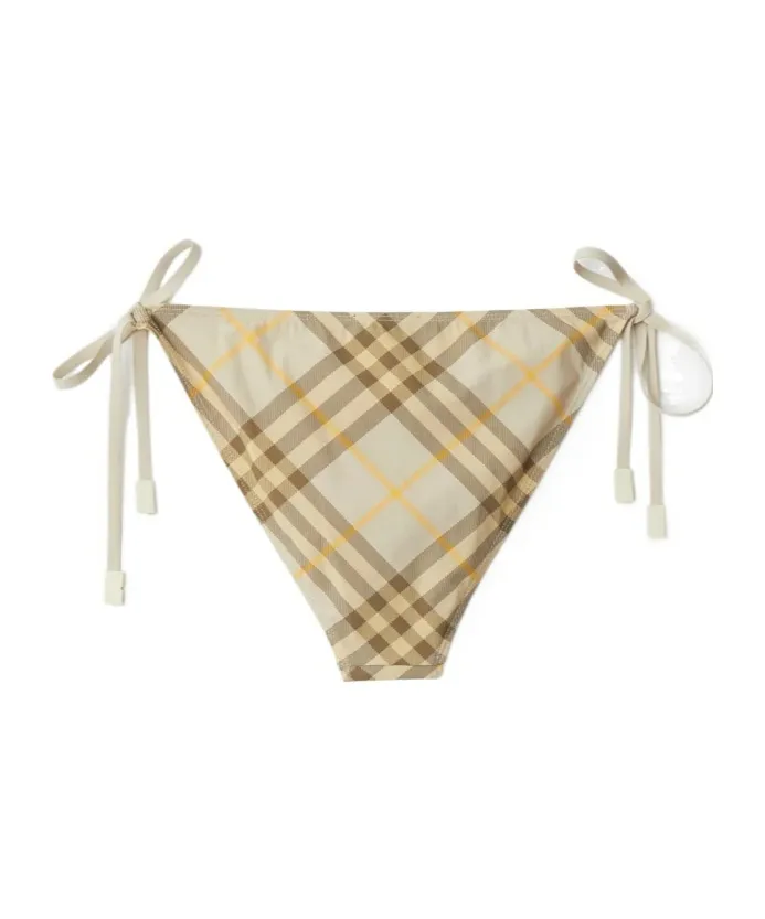 Check-Printed Side-Tied Bikini Briefs