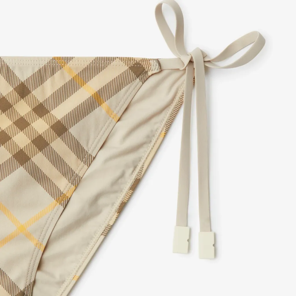 Check-Printed Side-Tied Bikini Briefs