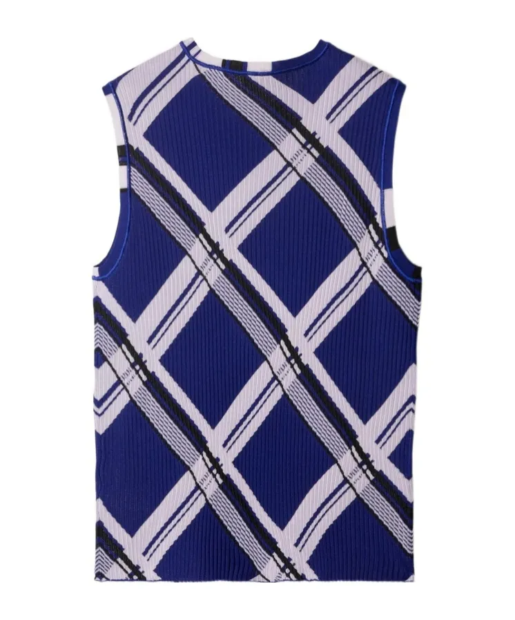 Plaid-Check Ribbed Silk Vest